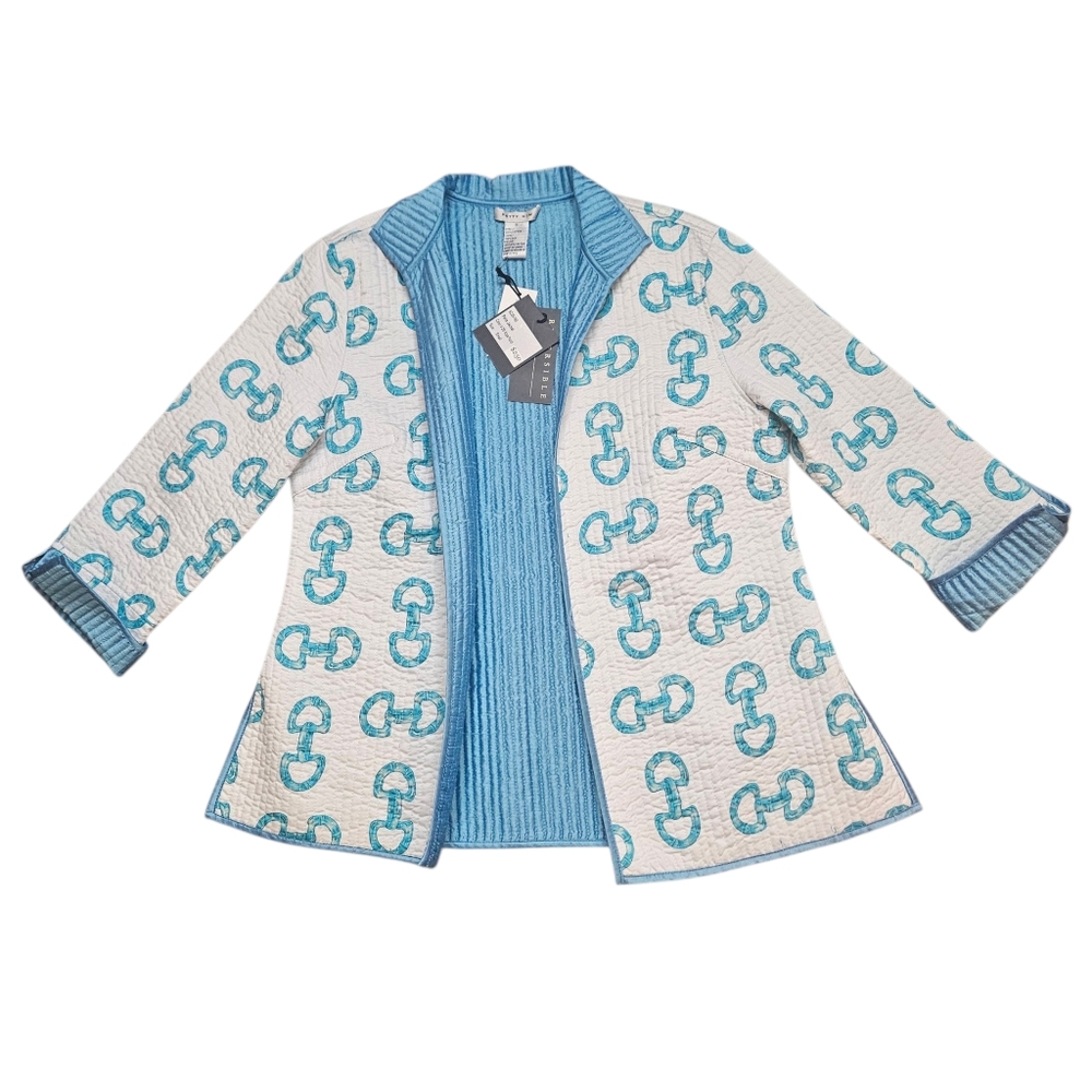 Patty Kim | Light Blue & White Quilted Reversible Outerwear | Small